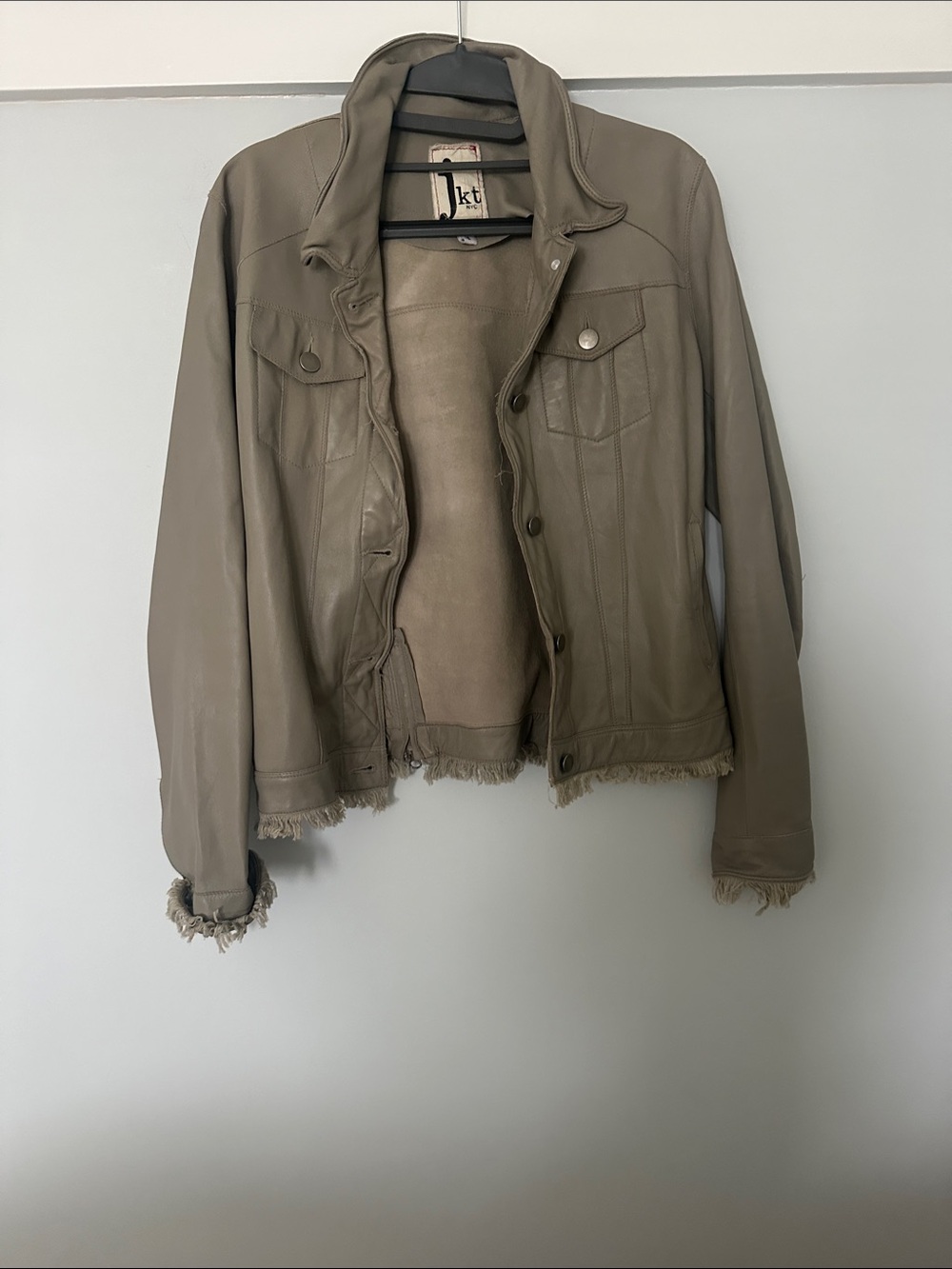 Alexa Patina Jkt NYC Taupe Leather Trucker Jacket - Women's- worn once